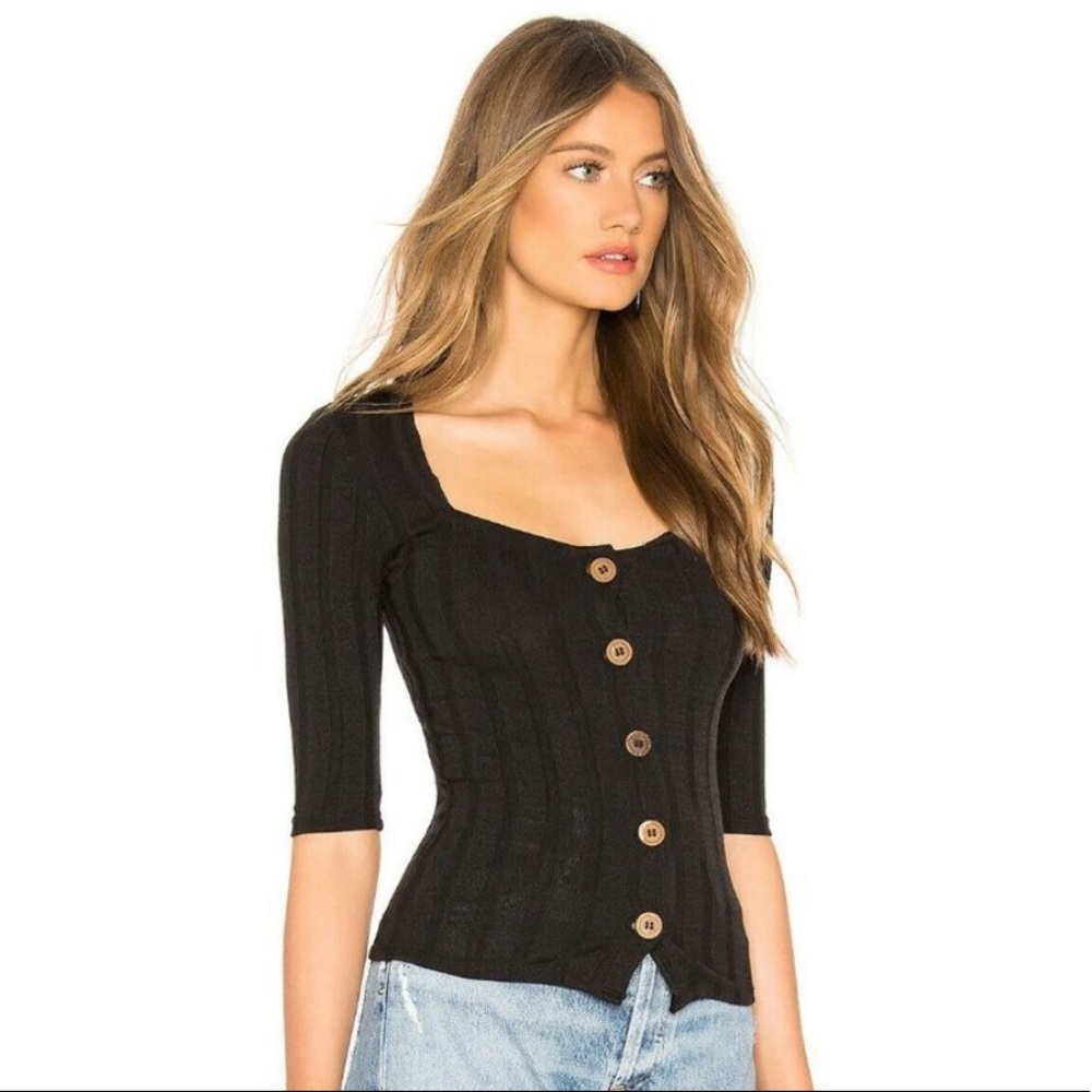 NWT Free People Central Park Cardi Top in Black Size XS